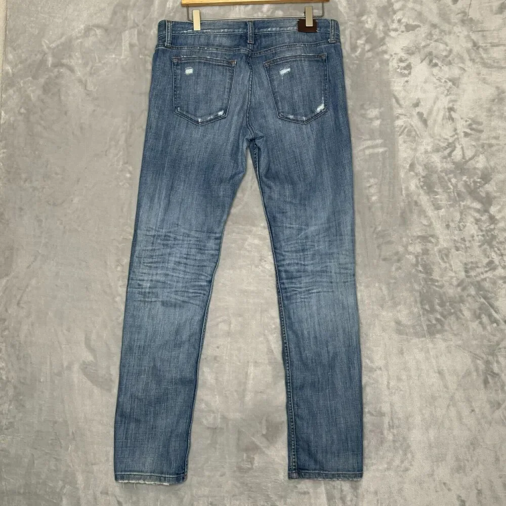 Banana Republic Mens Jeans 30 Medium Blue Distressed Cotton Blend Skinny